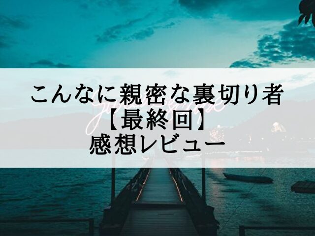 こんなに親密な裏切り者 最終回
